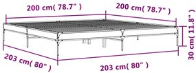 Estrutura de cama 200x200 cm derivados madeira/metal