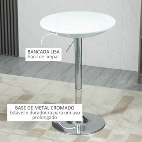 Mesa de Bar Loki Redonda - Branco e Prateado - Design Nórdico