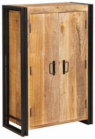 vidaXL Highboard com Portas Madeira de Manga Sólida e Rugosa e Metal