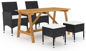 5 pcs conjunto de jantar para jardim preto
