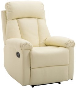 HOMCOM Poltrona Relax Reclinável Estofado em PU Poltrona de Sala de Estar com Apoio para os Pés Retrátil Encosto Alto Apoio para os Braços e Assento Acolchoado Grosso 80x97x107cm Bege