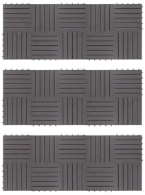 3054433 vidaXL Ladrilhos de terraço 30 pcs 30x30 cm acácia maciça cinzento