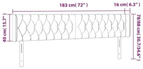 Cabeceira de cama c/ luzes LED tecido 183x16x78/88 cm cor creme