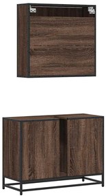 2 pcs conj. móveis WC derivados madeira cor carvalho castanho