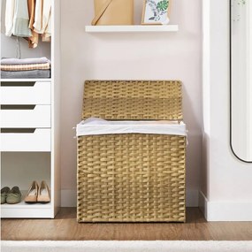 Cesto da roupa suja com tampa 33 x 66 x 60 cm cor natural