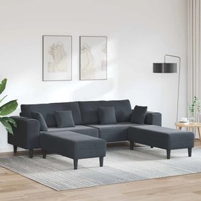 vidaXL Sofá de Veludo com almofada com travesseiro 3 pcs Cinza Escuro 208 cm Veludo