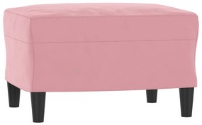 Poltrona com apoio de pés 60 cm veludo rosa