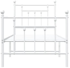 Estrutura de cama com cabeceira e pés 75x190 cm metal branco