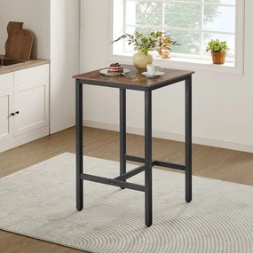 Mesa de bar com estrutura alta em aço 60 x 60 x 106 cm castanho vintage-preto