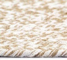 Tapete artesanal em juta 120 cm branco e castanho