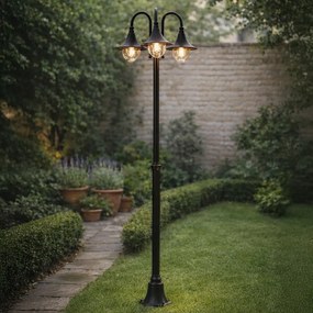 Lanterna de exterior clássica preta 200cm 3-luzes IP44 - Daphne