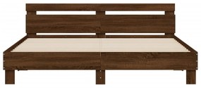 Estrutura cama cabeceira/luzes LED 160x200 cm carvalho castanho