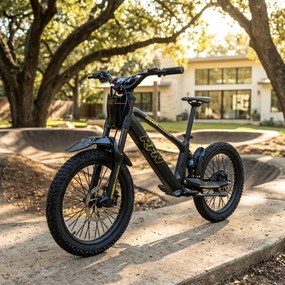Bicicleta elétrica infantil 500W Roan RXF Evo Racing 18" Preta e Dourada