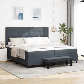 vidaXL Cama Box Spring com Colchão e Banco Cinza Escuro 200x200 cm Veludo