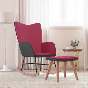 vidaXL Cadeira de baloiço com banco PVC e veludo vermelho tinto
