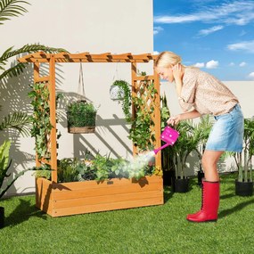 Floreira elevada com treliça para plantas em arco com orifícios de drenagem quintal jardim 100 x 44 x 113,5 cm