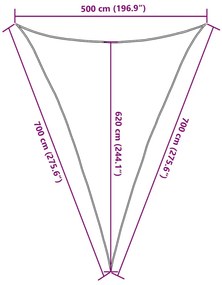 Para-sol estilo vela triangular 160 g/m² 5x7x7 m PEAD areia