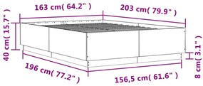 Estrutura de cama 160x200 cm derivados de madeira cinza cimento