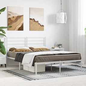 Estrutura de cama com cabeceira 160x200 cm metal branco