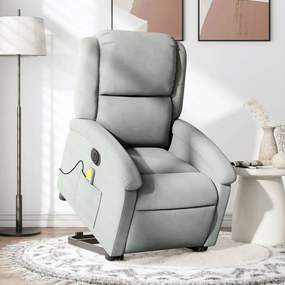 vidaXL Poltrona de massagens reclinável elétrica veludo cinzento-claro