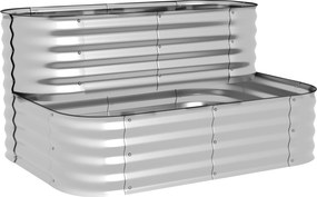 Outsunny Canteiro em metal, 2 níveis, resistente às intempéries, fundo aberto, 120 x 90 x 30 cm, Cor: Prateado | Aosom Portugal