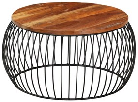 Mesa de centro Ø68 cm madeira recuperada maciça