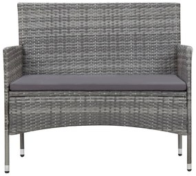 5 pcs conjunto lounge de jardim c/ almofadões vime PE cinzento