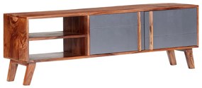 Móvel de TV 140x30x45 cm madeira maciça cinzento