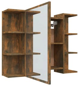 Armário espelhado casa de banho 80x20,5x64 cm madeira fumado