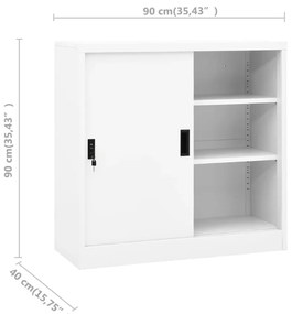 Armário de escritório c/ porta deslizante 90x40x90cm aço branco