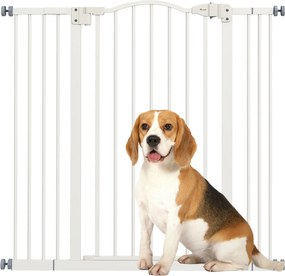 Barreira de segurança extensível para cães, 74-100 cm, fecho automático, fixação por pressão sem necessidade de perfuração, branca