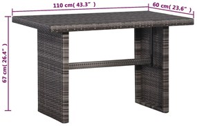 Conjunto de sofás para jardim 11 pcs vime PE cinzento