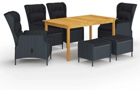 vidaXL 7 pcs conjunto de jantar para jardim cinzento-escuro