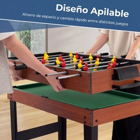 Mesa de jogos 4 em 1 com matraquilhos, bilhar, air hockey e ping pong para crianças 125 x 97 x 83 cm Natural