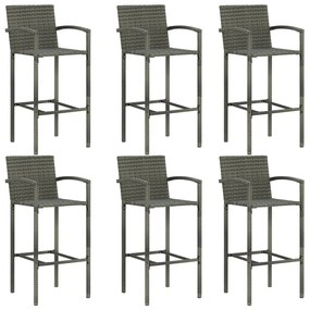 7 pcs conjunto de bar para jardim vime PE cinzento