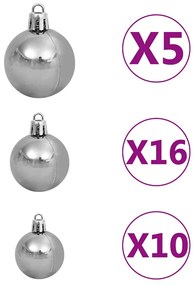 Conjunto de Árvore de Natal Artificial LED &amp; Bolas Verde 180 cm PET