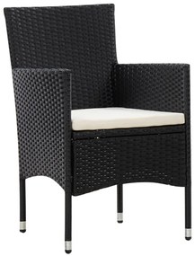 5 pcs conjunto lounge de jardim c/ almofadões vime PE preto