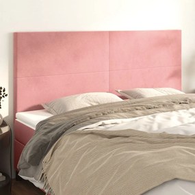 Cabeceira de cama 4 pcs veludo 90x5x78/88 cm rosa