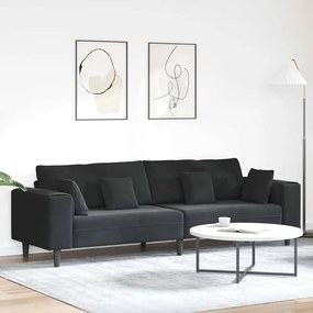 vidaXL Sofá de Veludo com almofada com travesseiro Preto 208 cm Veludo
