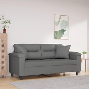 Sofá 2 lugares c/ almofadas 140 cm microfibra cinzento-escuro