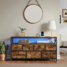 Cómoda com gavetas e  iluminação LED 30 x 113,8 x 68,1 cm castanho-preto