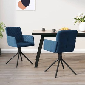 Cadeiras de jantar giratórias 2 pcs veludo azul