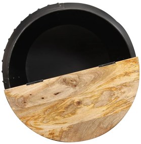 Mesa de centro redonda 53x43 cm madeira de mangueira maciça