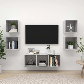 vidaXL 5 pcs conjunto de móveis de TV contraplacado cinzento cimento