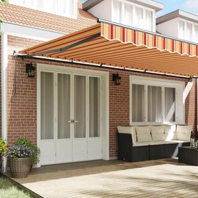 Toldo Retrátil Manual amarelo e laranja 600 × 300 cm