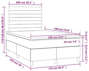 Cama boxspring com colchão 120x190 cm tecido preto