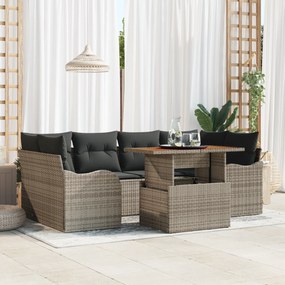 Conjunto de Sofá de Jardim vidaXL de 7 peças com Almofadas Cinza Ratta