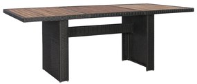 7 pcs conjunto jantar exterior com almofadões vime PE preto