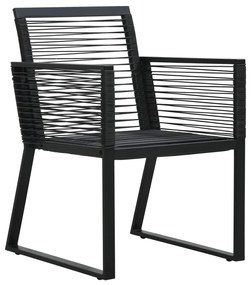 Conjunto de jantar para jardim 5 pcs vime PVC preto