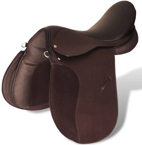 Sela para equitação 17,5", couro natural 18 cm 5-in-1 / Marrom